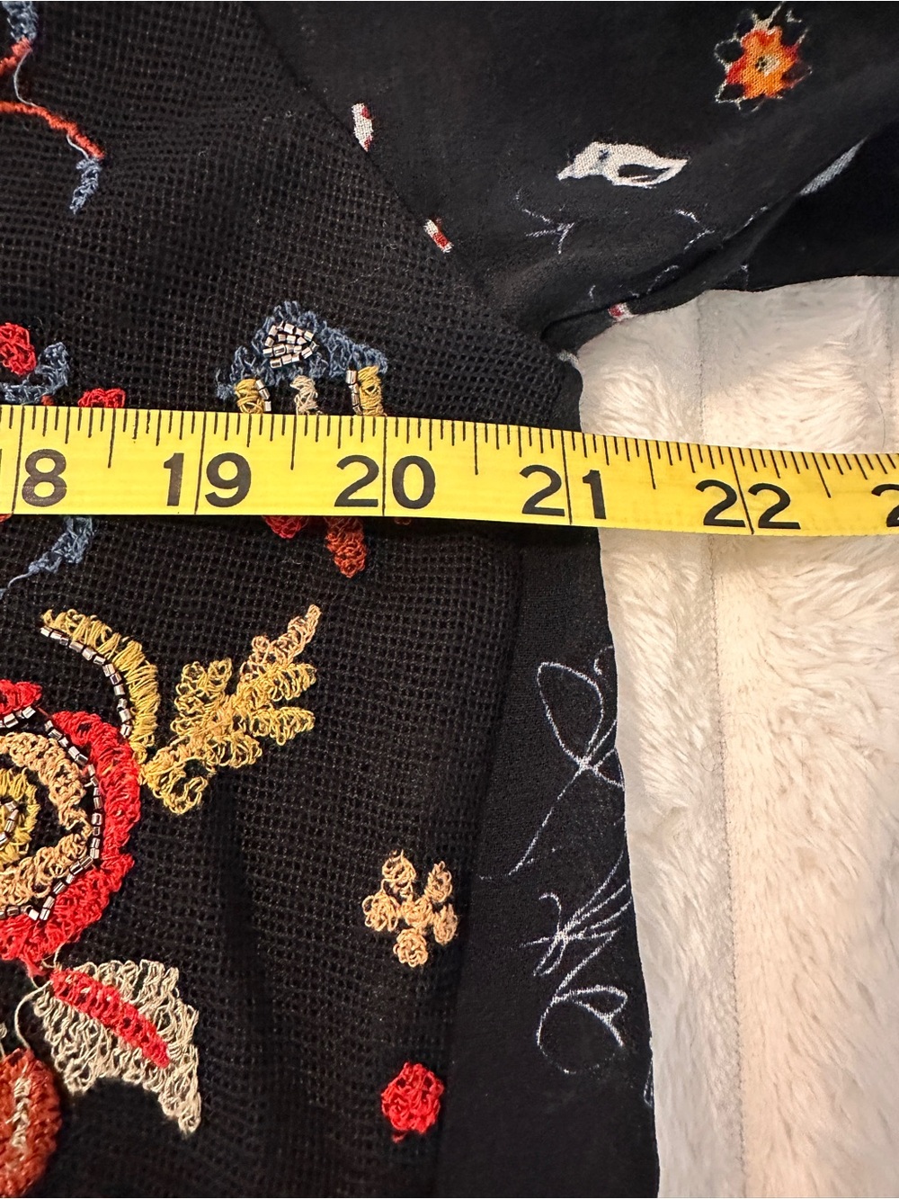 ZARA Black Boho Peasant Embroidered Floral Blouse with Tassel Tie - Picture 7 of 9